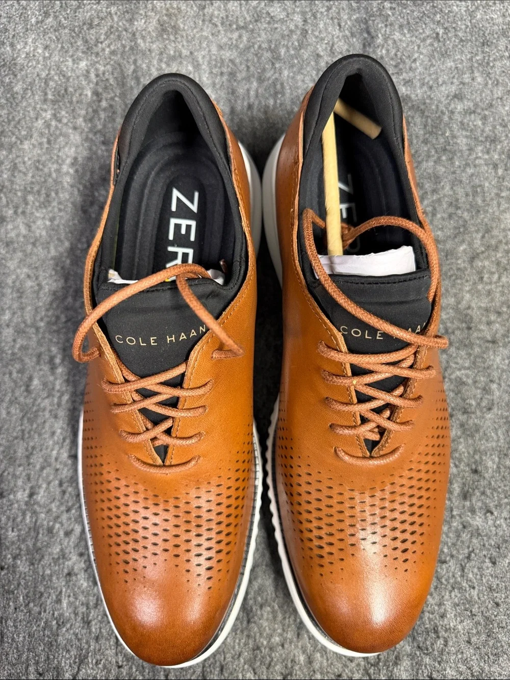 Cole Haan Brown Leather Perforated Derby Sneakers